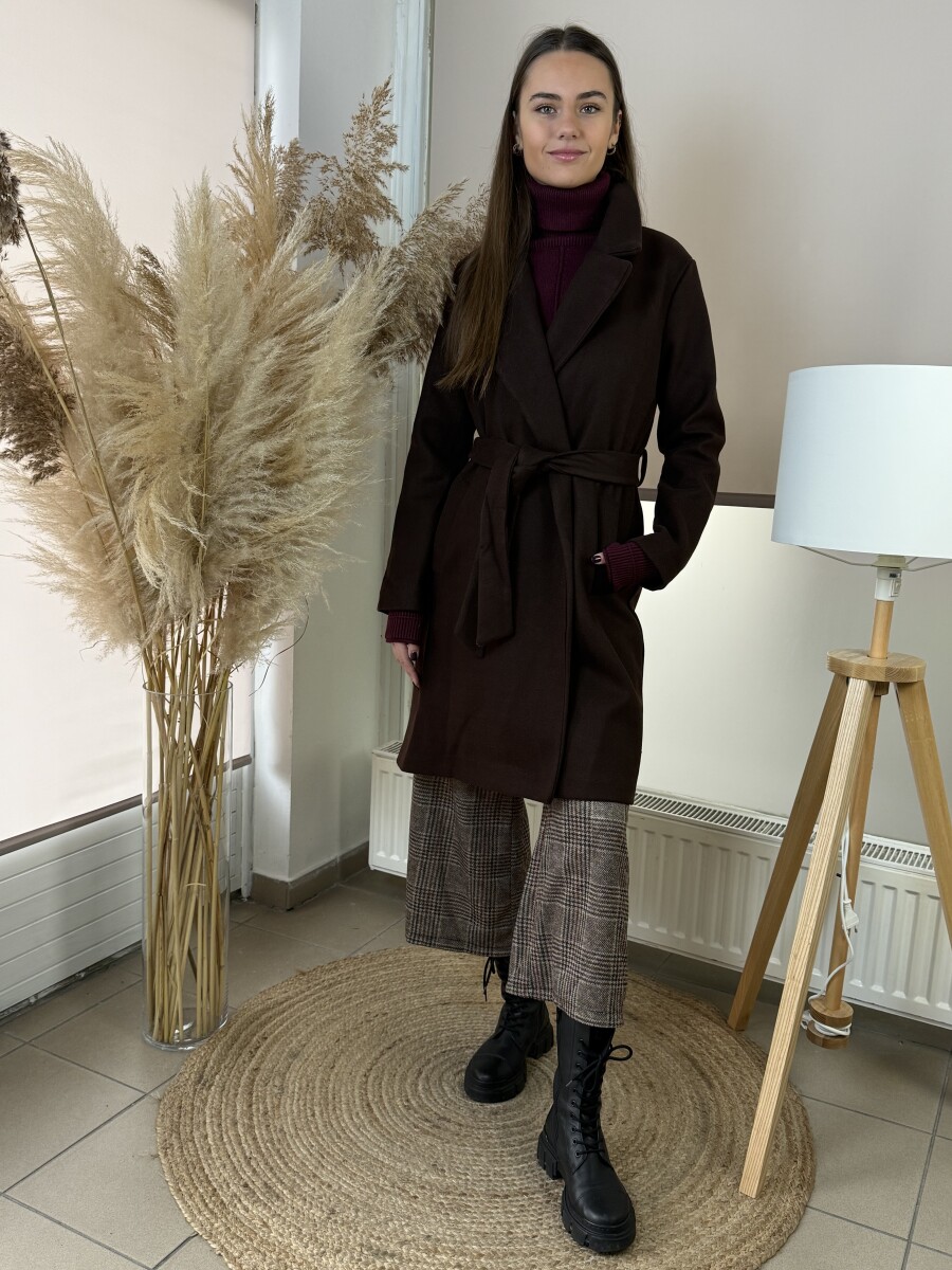 Kötős szövetkabát - barna - Kép 18