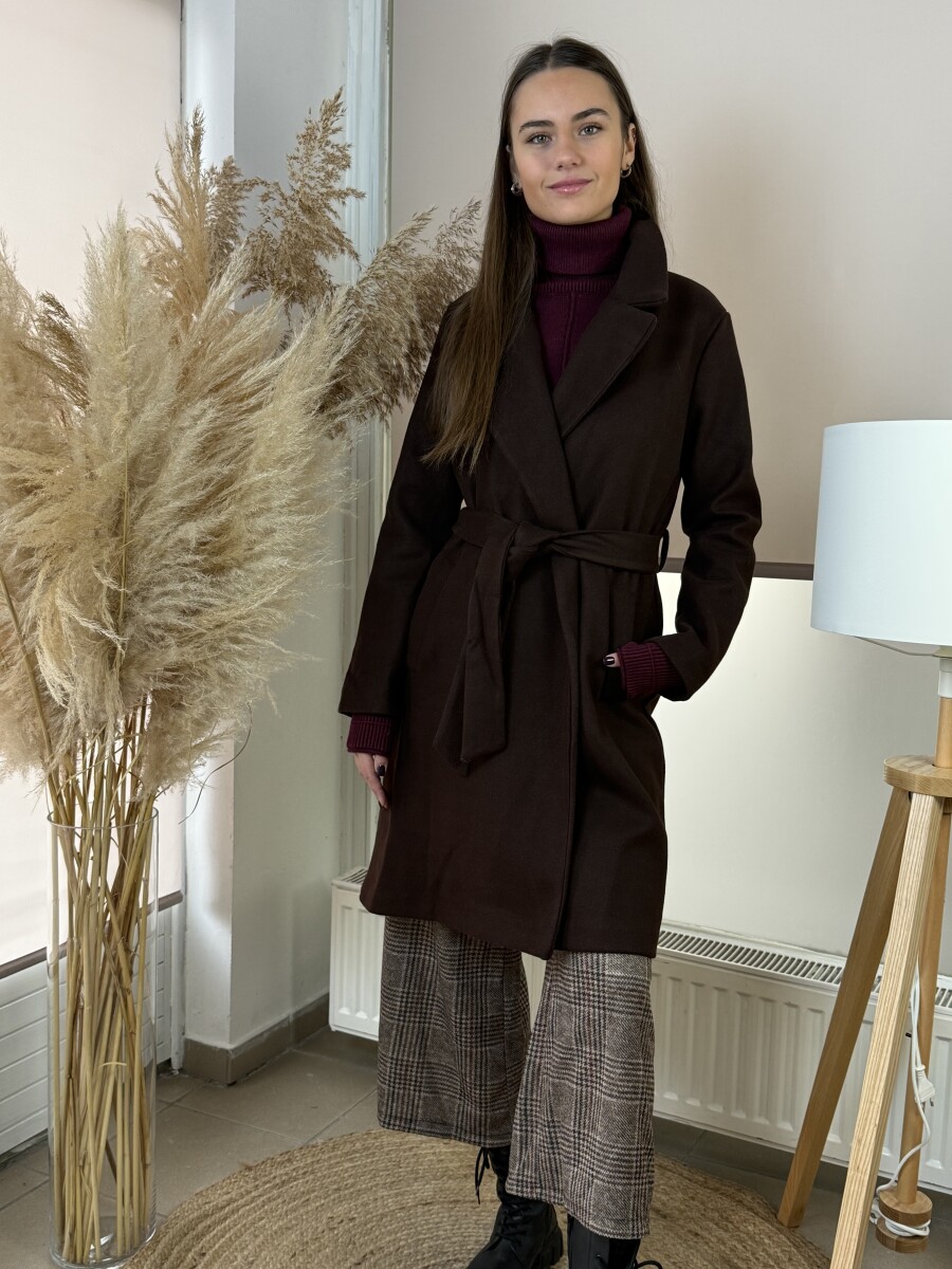 Kötős szövetkabát - barna - Kép 19