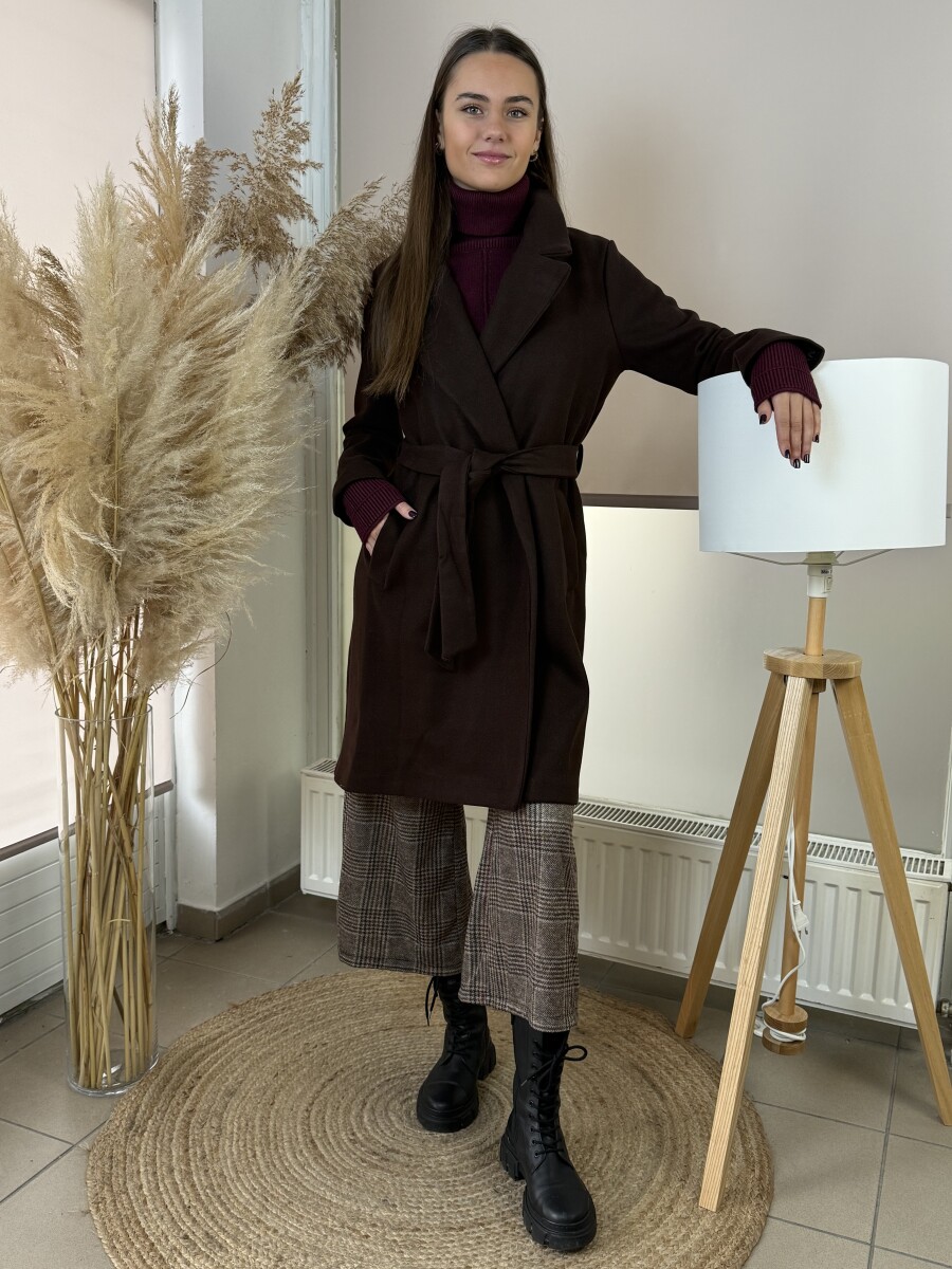 Kötős szövetkabát - barna - Kép 4