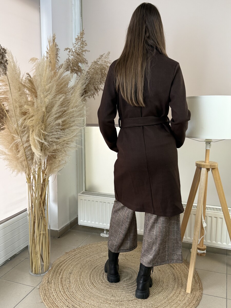 Kötős szövetkabát - barna - Kép 15