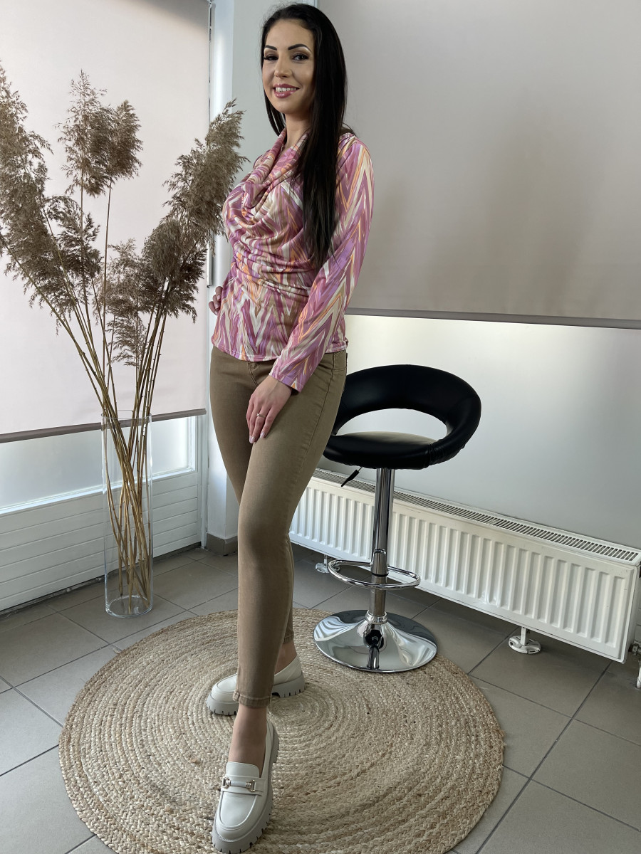 Ejtett nyakú blúz - mályva - Kép 3