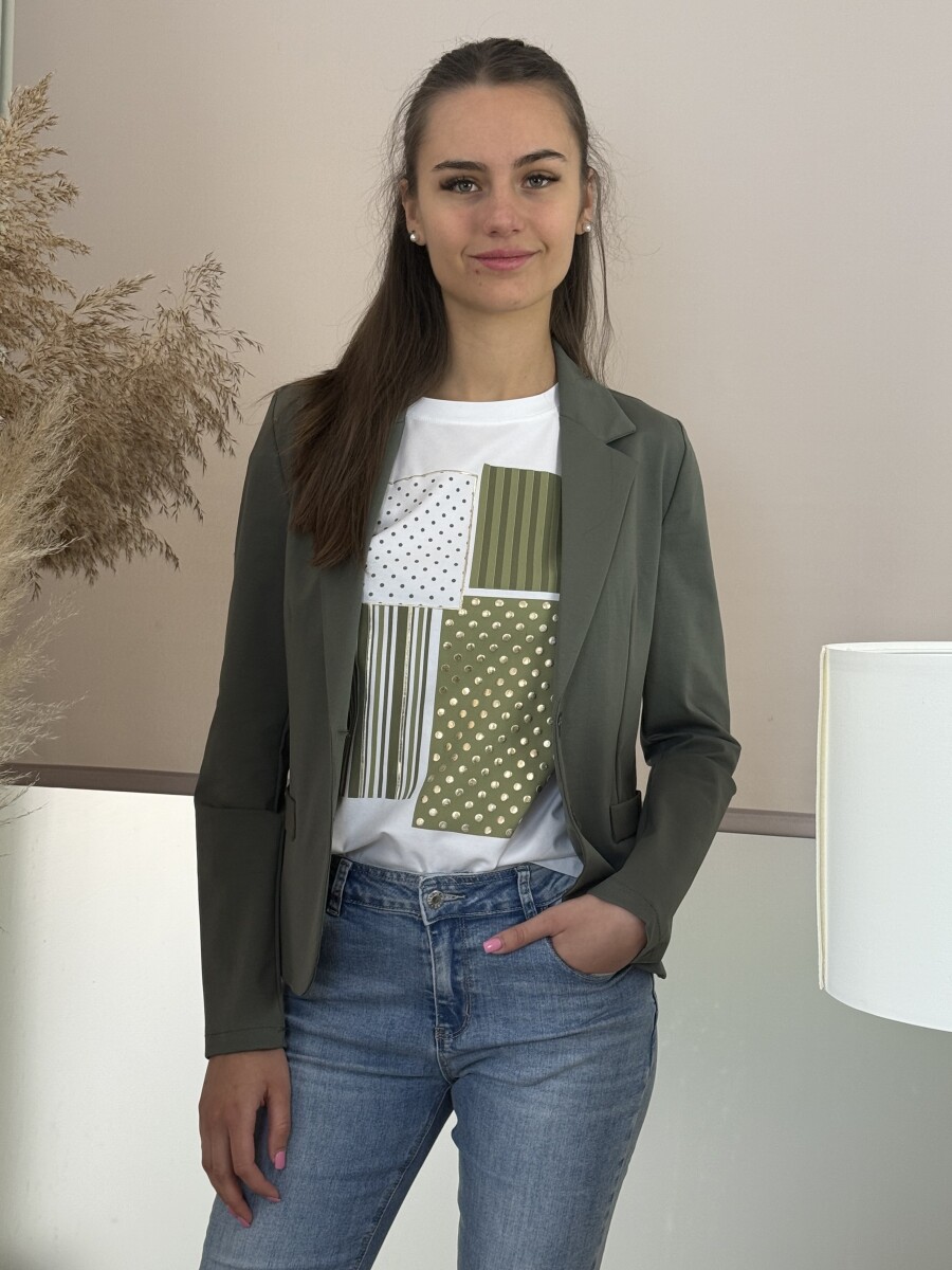 Gombos csinos blézer - khaki - Kép 3