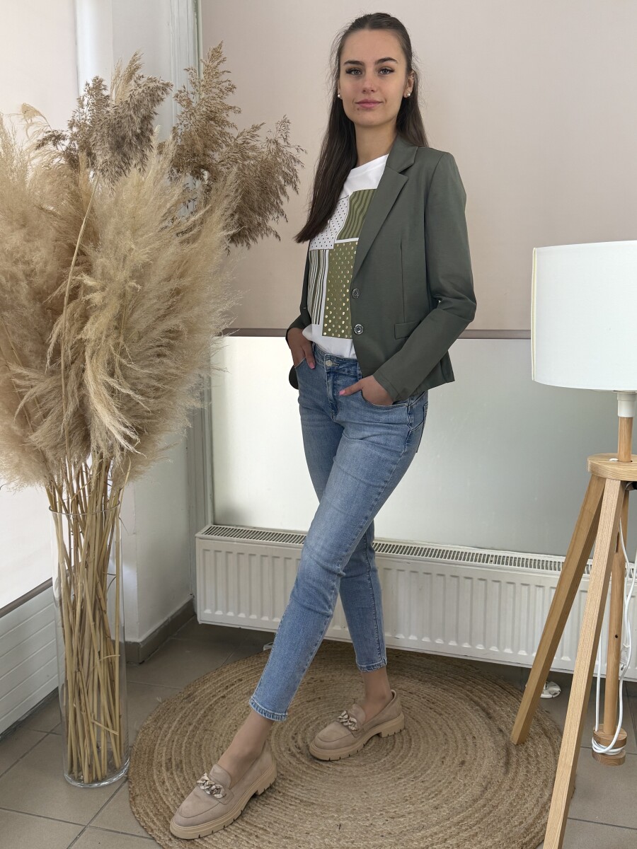 Gombos csinos blézer - khaki - Kép 8