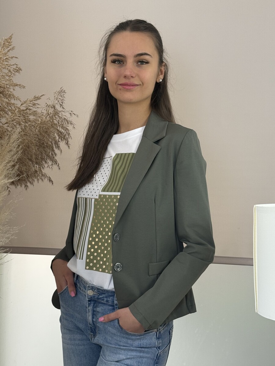 Gombos csinos blézer - khaki - Kép 7