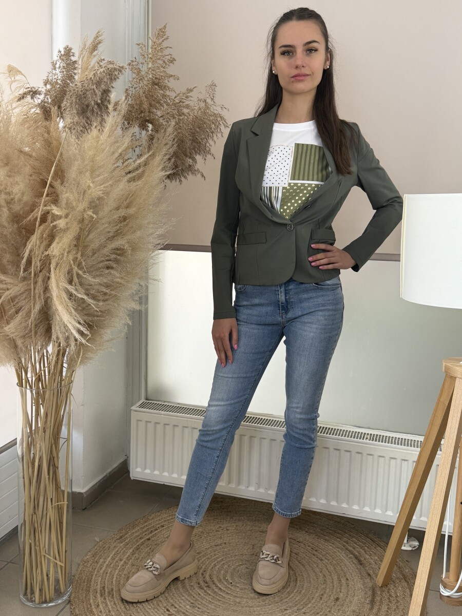 Gombos csinos blézer - khaki - Kép 13