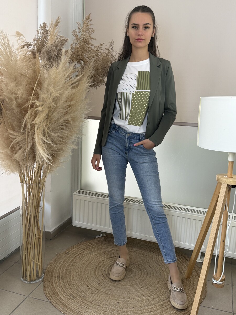 Gombos csinos blézer - khaki - Kép 8