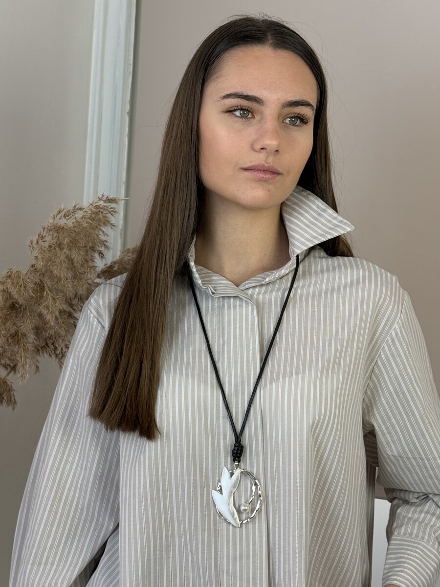 Gyöngy medálos zsinóros lánc - ezüst - Kép 4