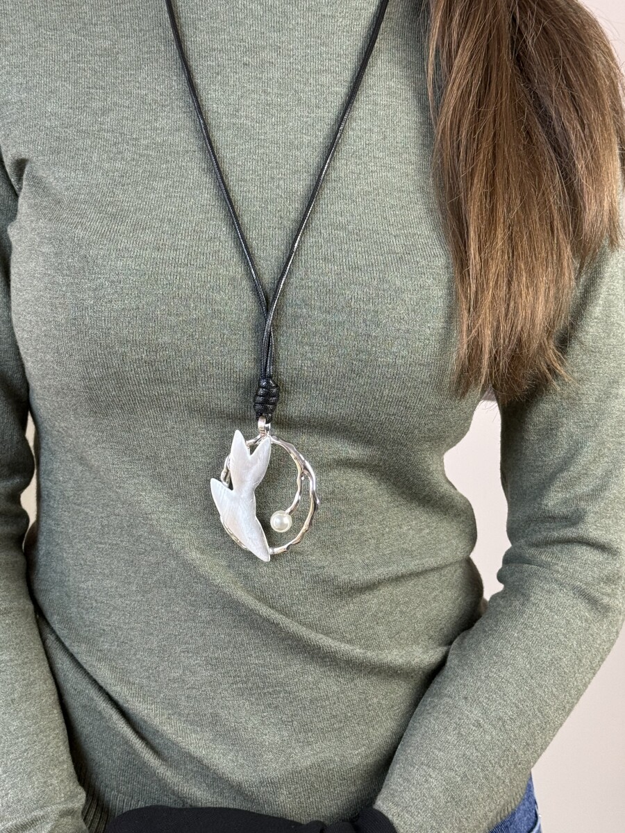 Gyöngy medálos zsinóros lánc - ezüst - Kép 6