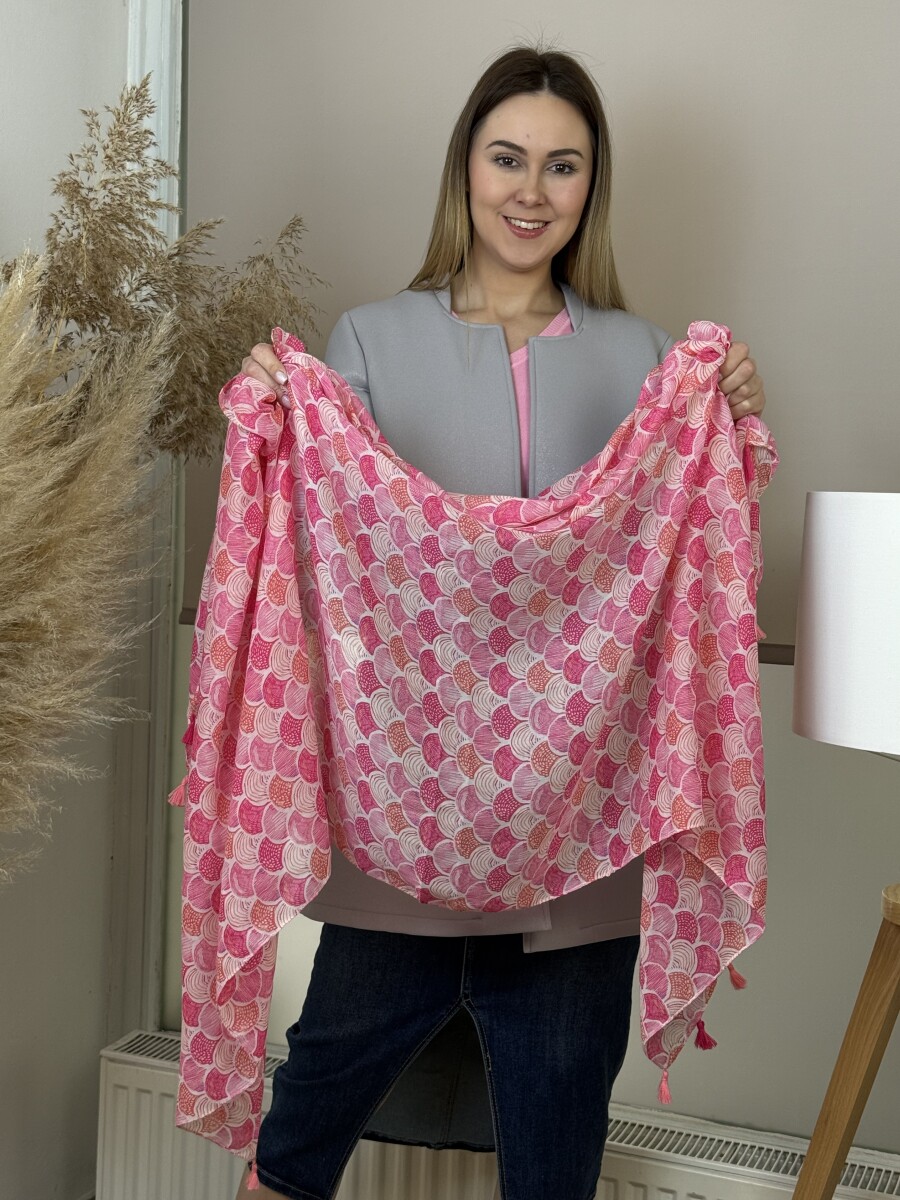 Bojtos mintás kendő - pink - Kép 6