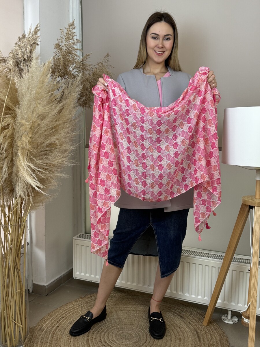 Bojtos mintás kendő - pink - Kép 3