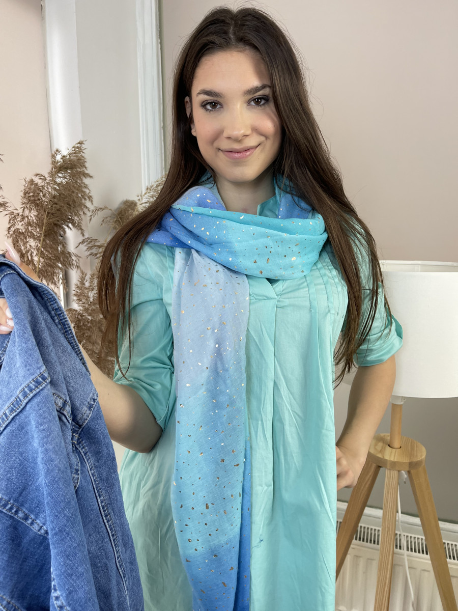 Apró aranymintás kendő - tengerkék - Kép 3