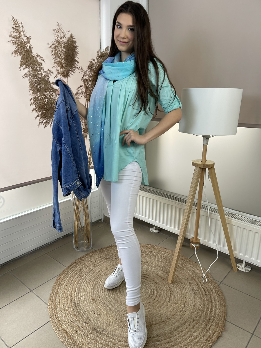 Apró aranymintás kendő - tengerkék - Kép 8