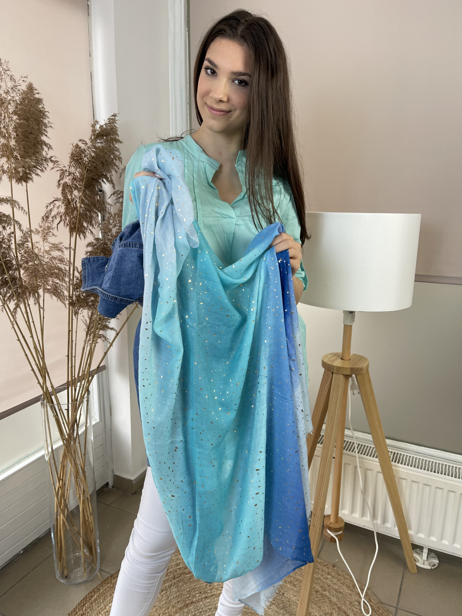 Apró aranymintás kendő - tengerkék - Kép 4