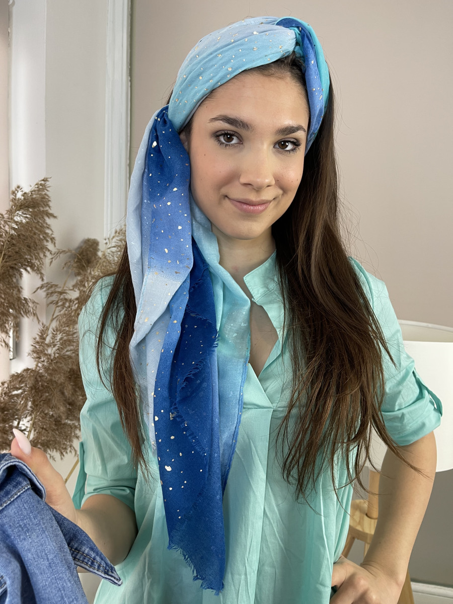 Apró aranymintás kendő - tengerkék - Kép 9