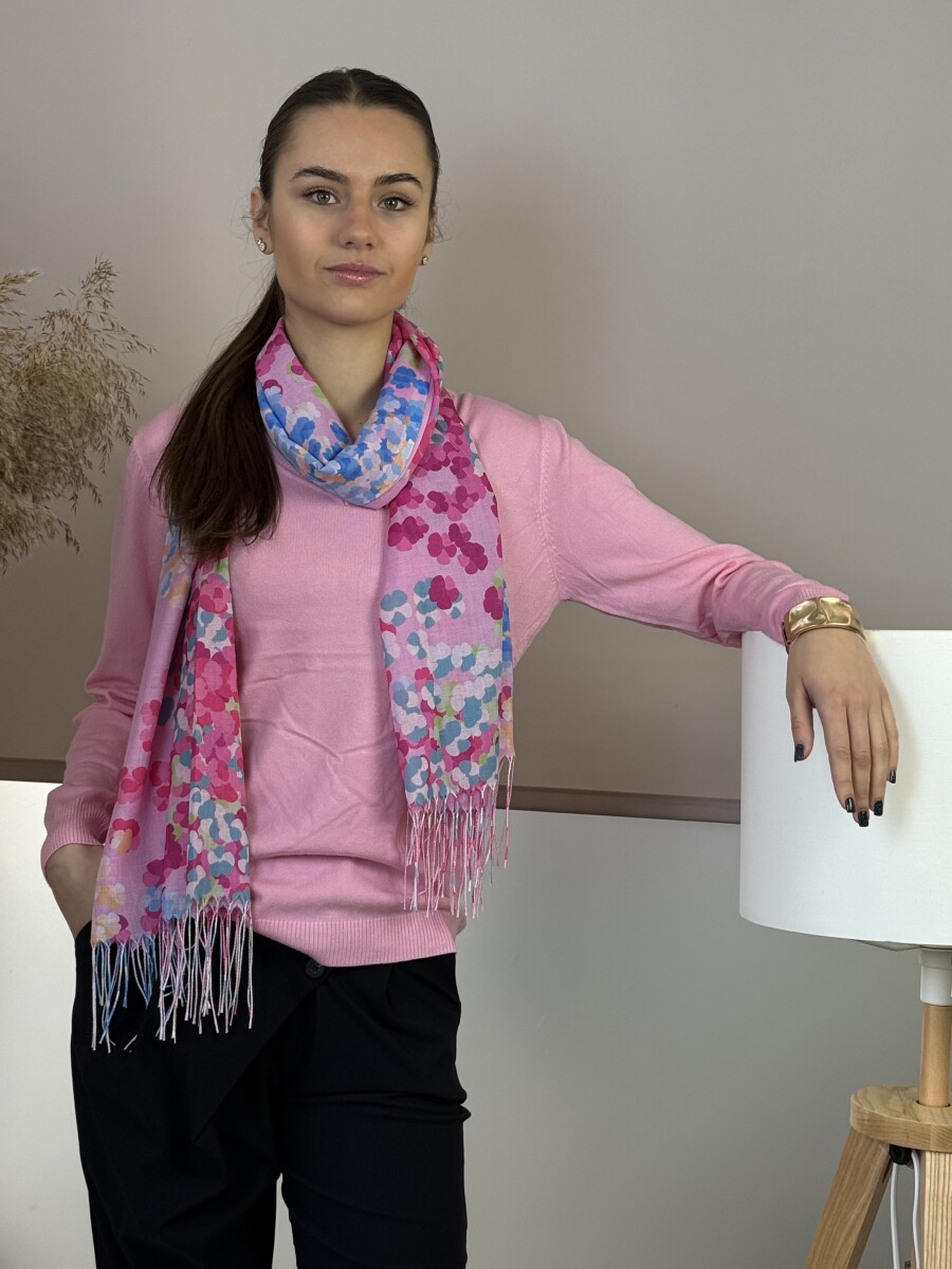 Rojtos virágmintás kendő - rózsaszín - Kép 3