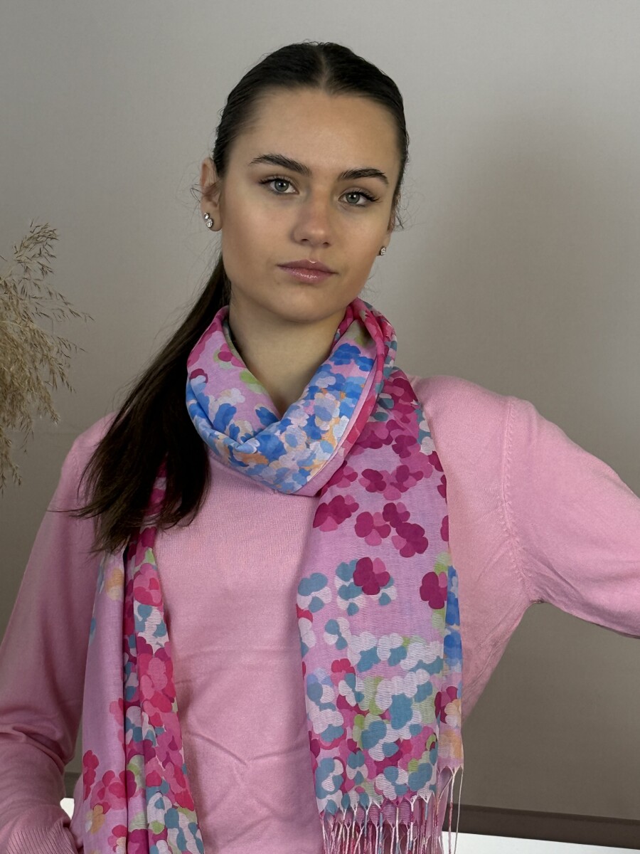 Rojtos virágmintás kendő - rózsaszín - Kép 6