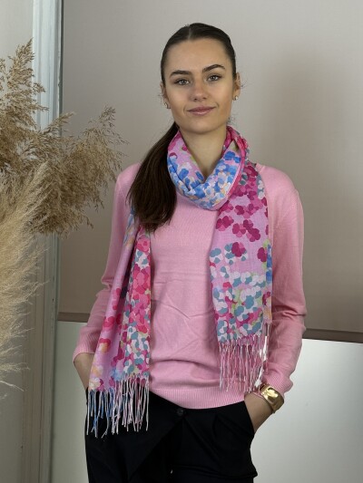 Rojtos virágmintás kendő - rózsaszín