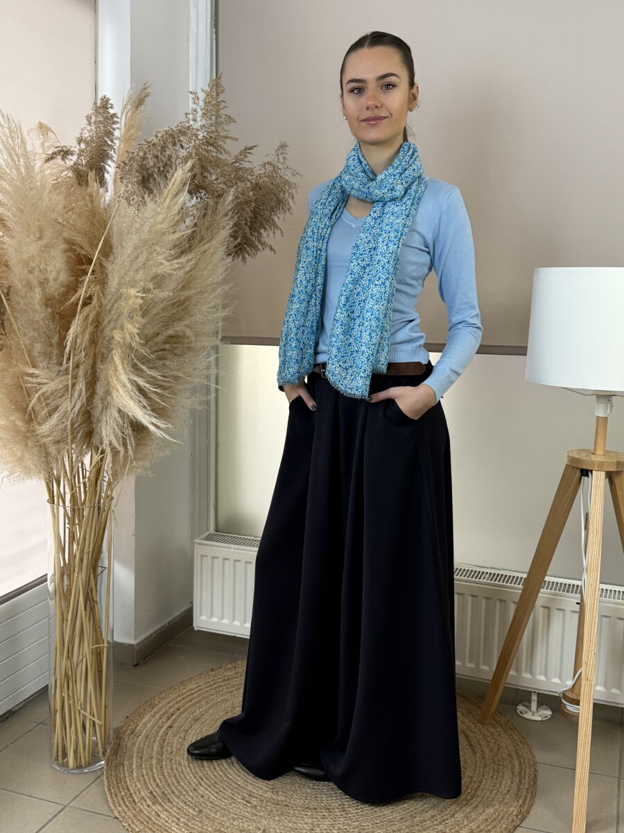 Virágos kendő - tengerkék - Kép 3