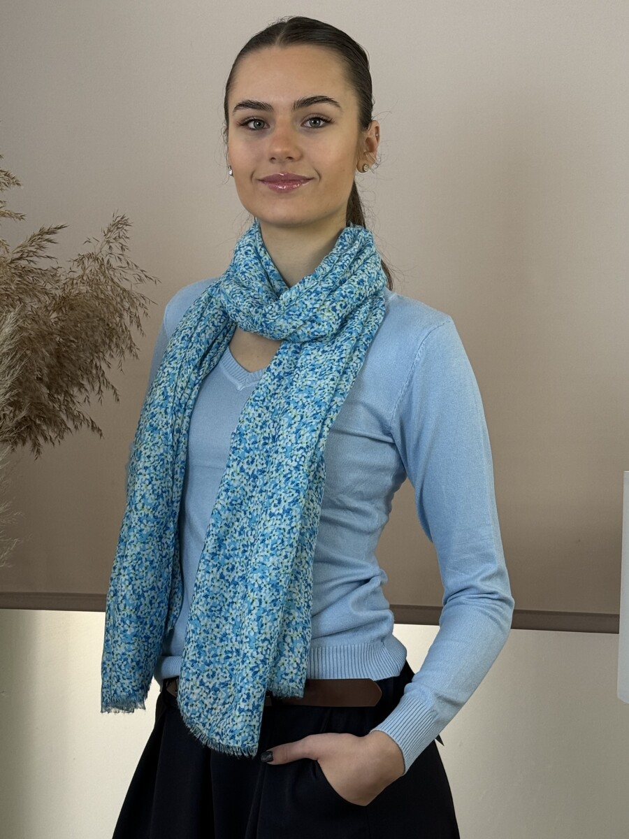 Virágos kendő - tengerkék - Kép 5