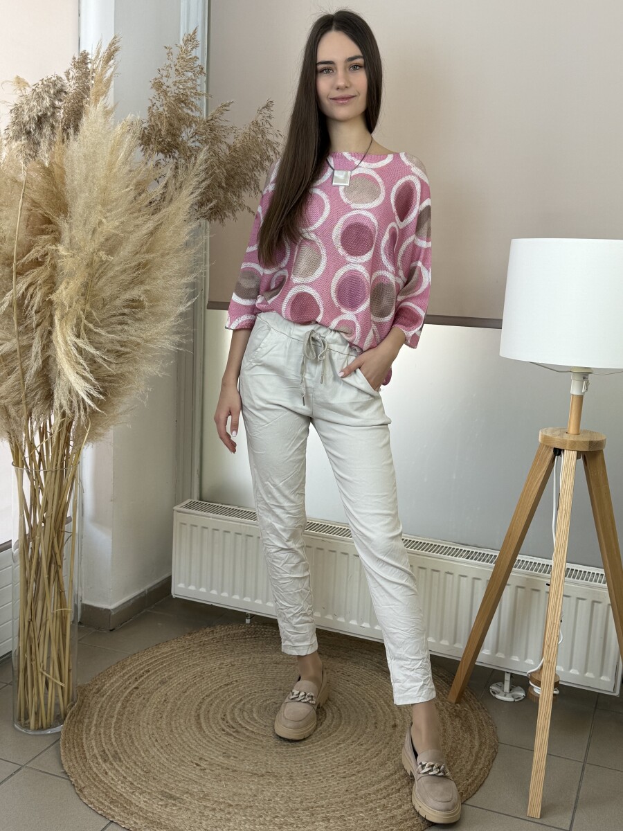 Kötős gyűrt hatású nadrág - bézs - Kép 10