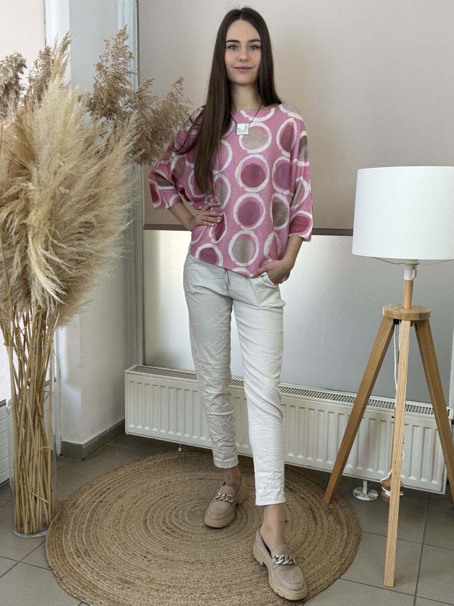 Kötős gyűrt hatású nadrág - bézs - Kép 3