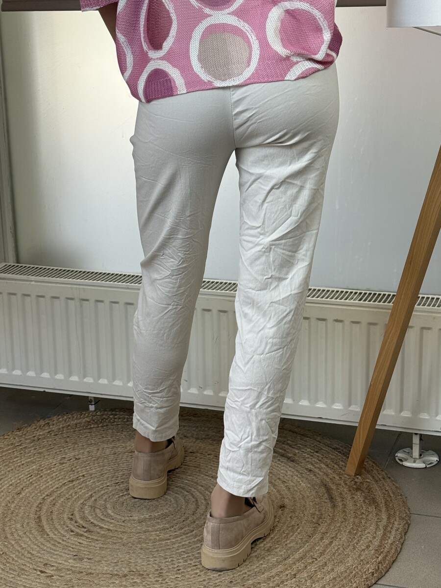 Kötős gyűrt hatású nadrág - bézs - Kép 7