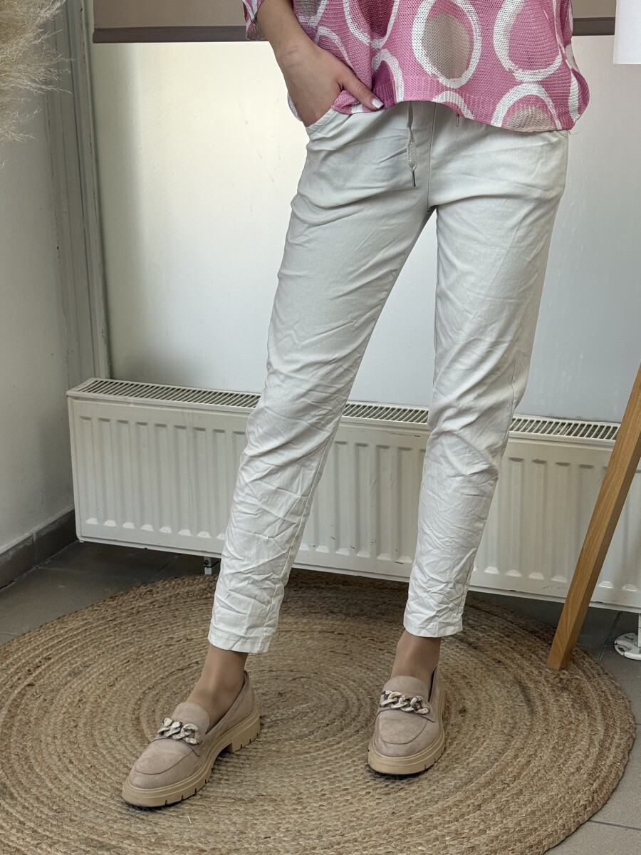 Kötős gyűrt hatású nadrág - bézs - Kép 9