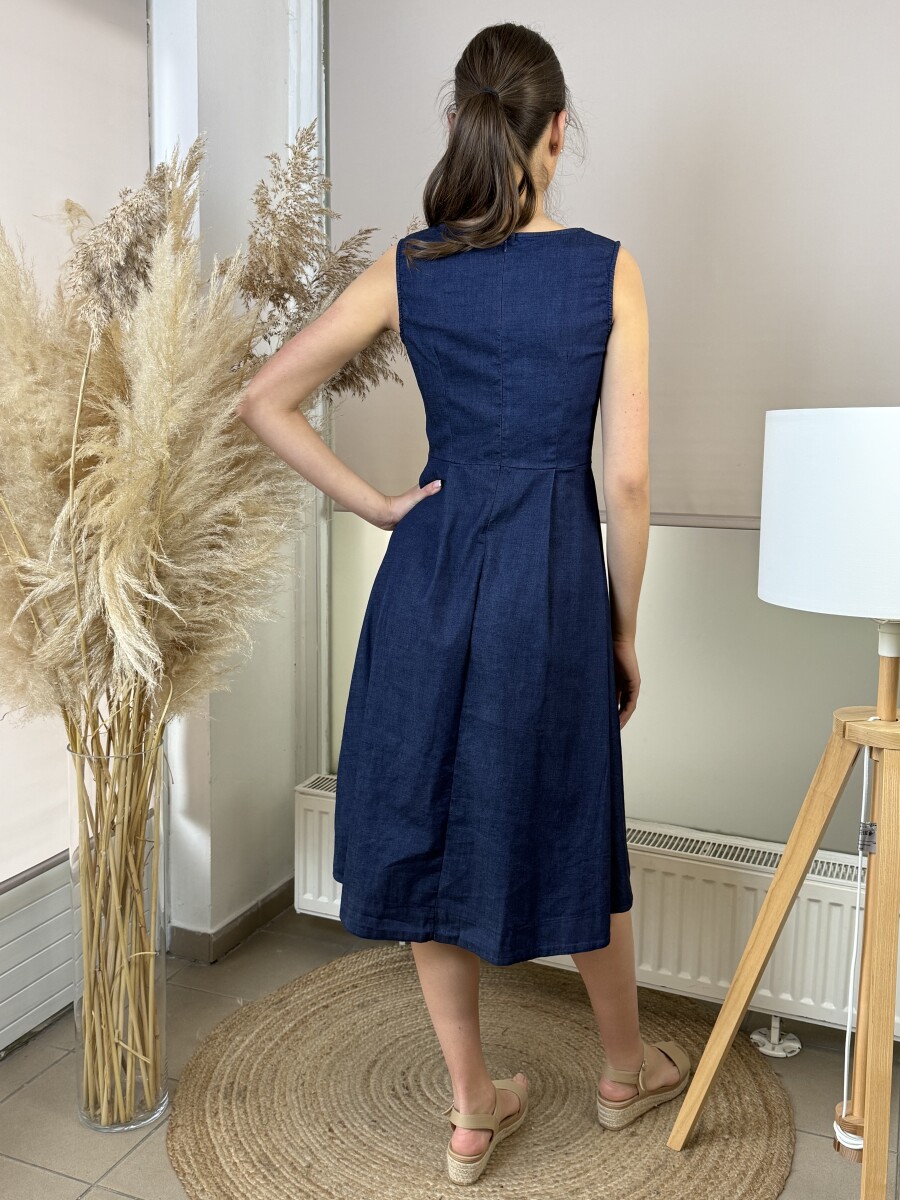 Ujjatlan farmer ruha - indigókék - Kép 6