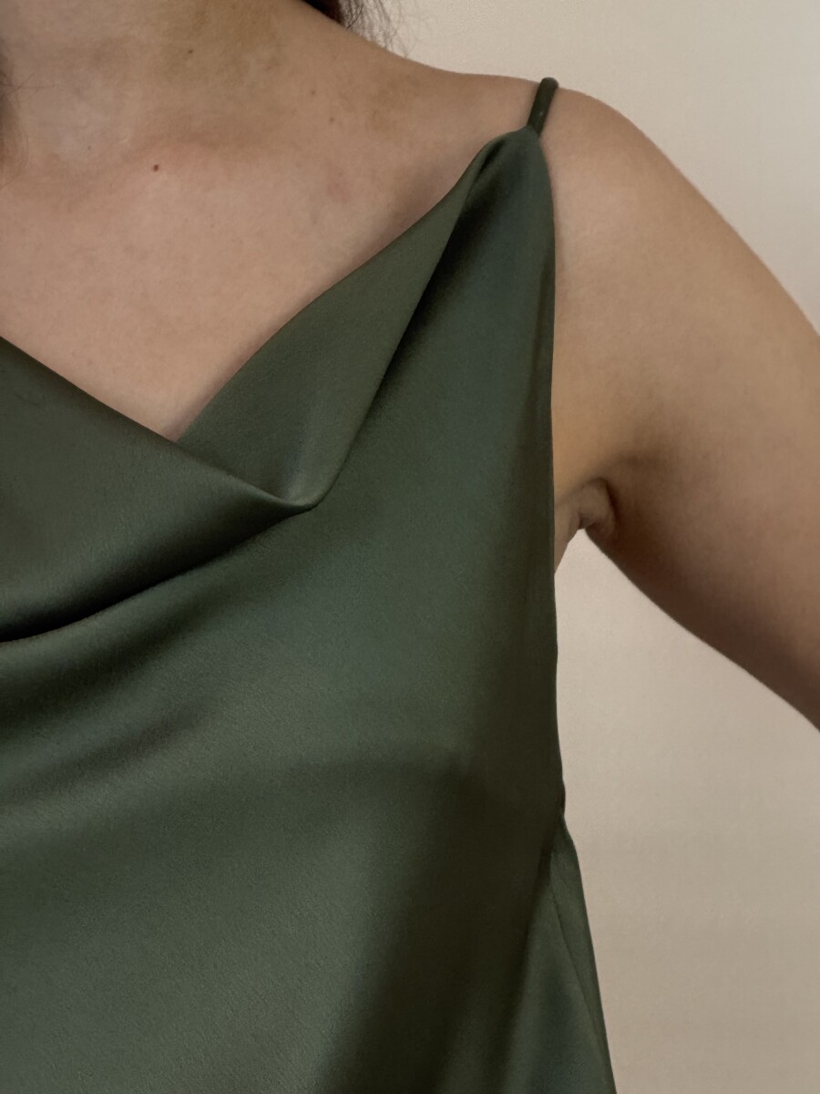 Szatén hatású top - khaki - Kép 6