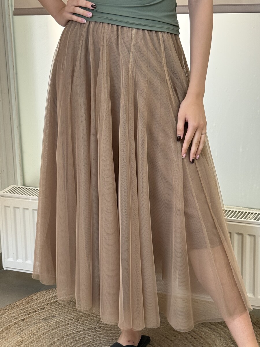 Maxi tüll szoknya - camel - Kép 6