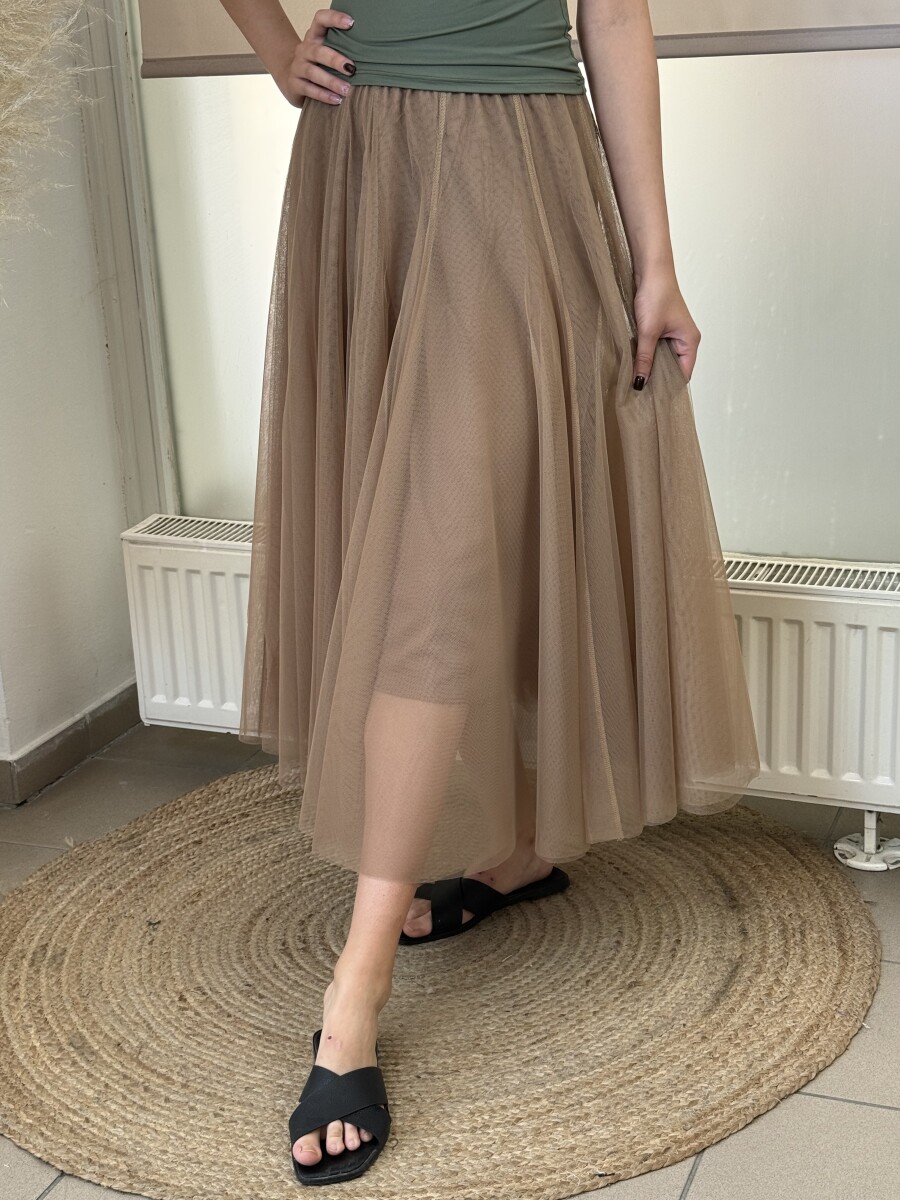 Maxi tüll szoknya - camel - Kép 3