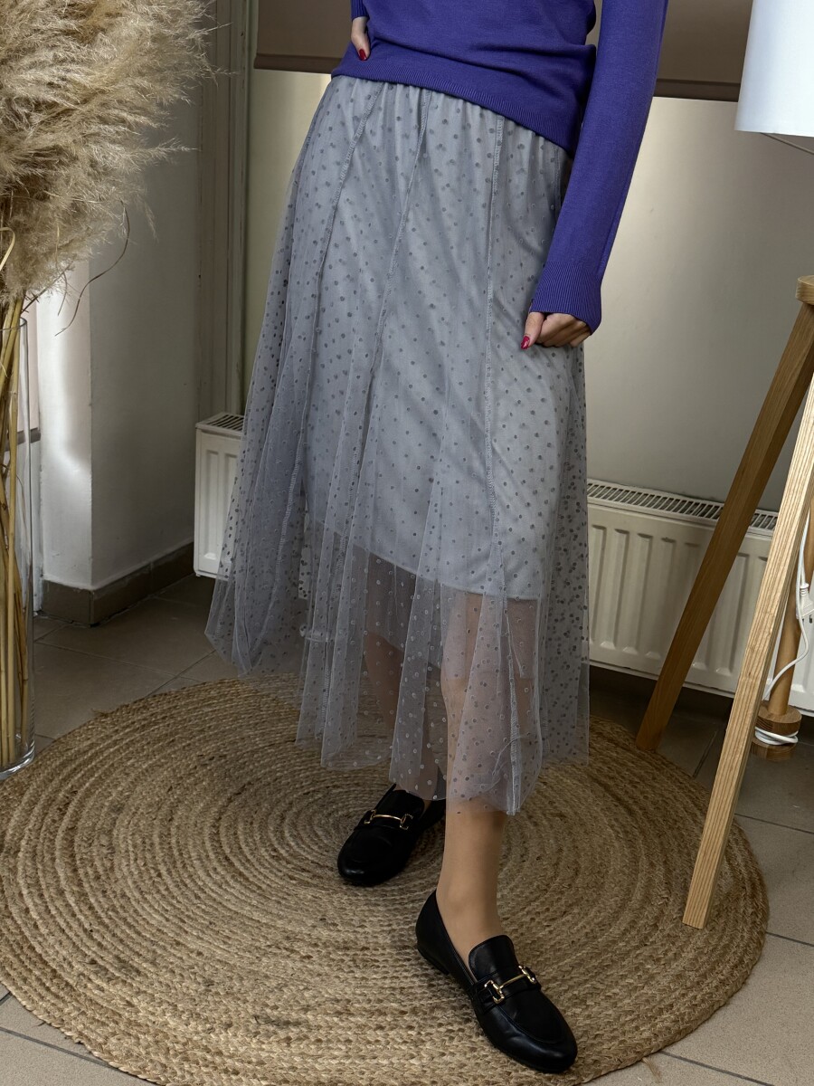 Pőttyös tüll szoknya - szürke - Kép 3