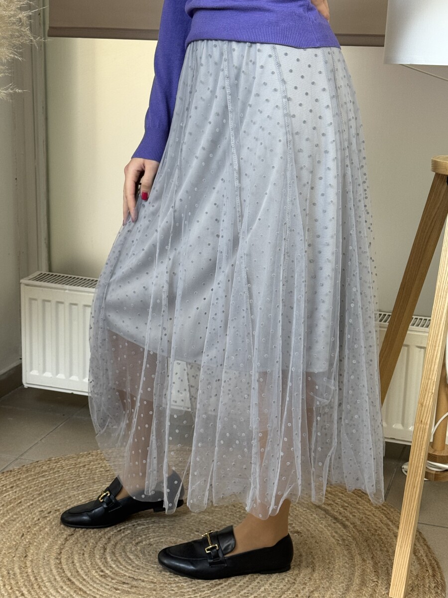 Pőttyös tüll szoknya - szürke - Kép 4