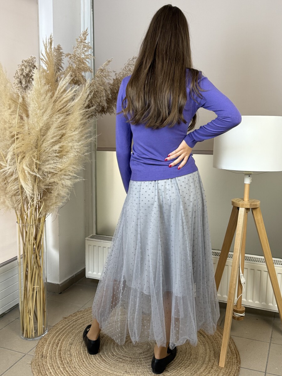 Pőttyös tüll szoknya - szürke - Kép 9