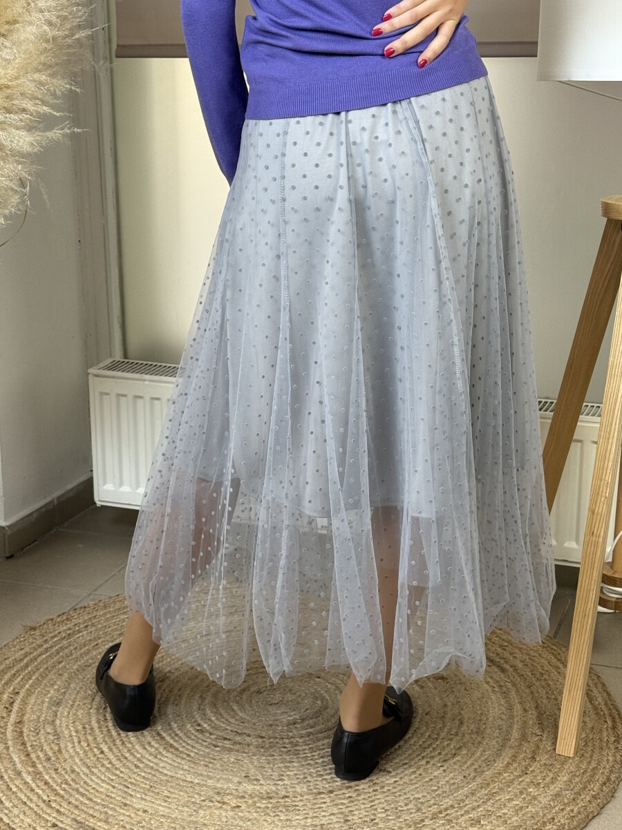 Pőttyös tüll szoknya - szürke - Kép 8