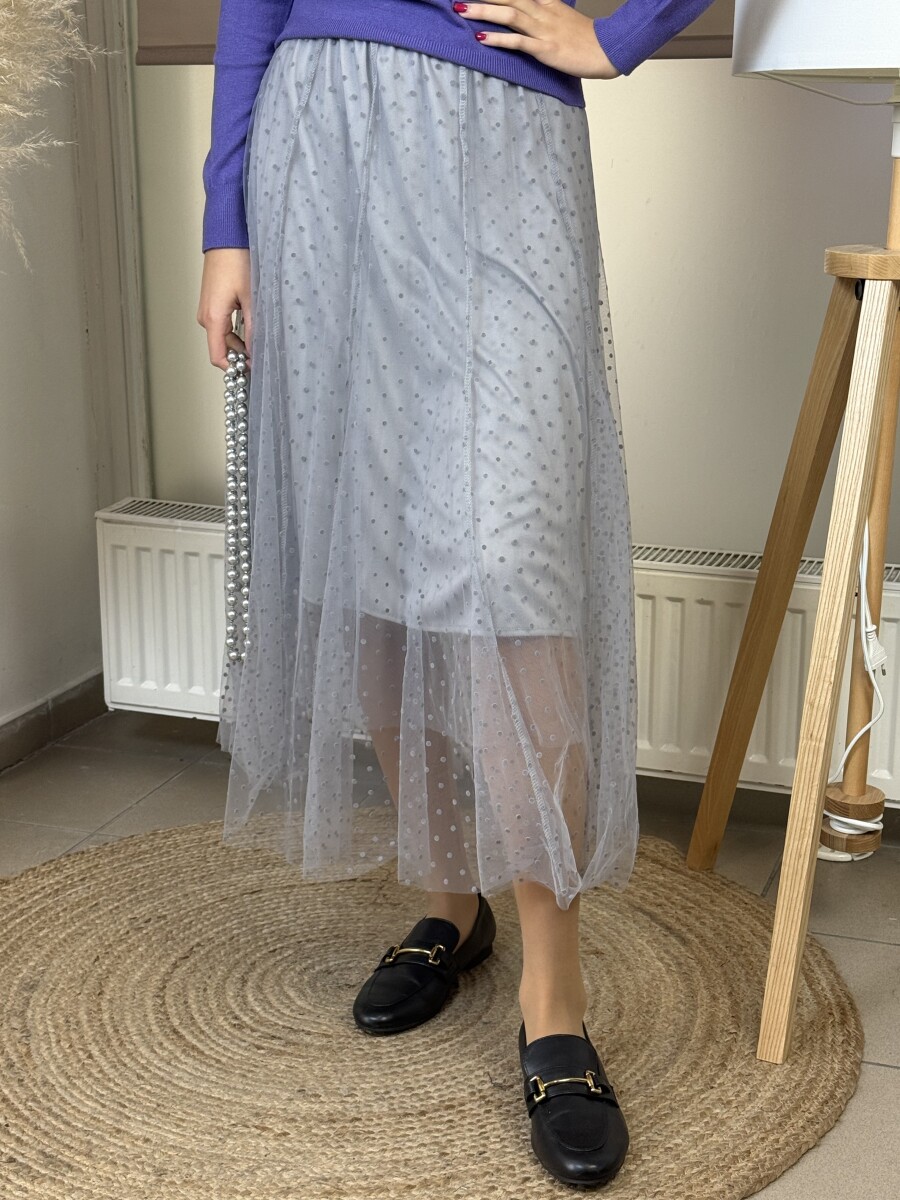 Pőttyös tüll szoknya - szürke - Kép 6