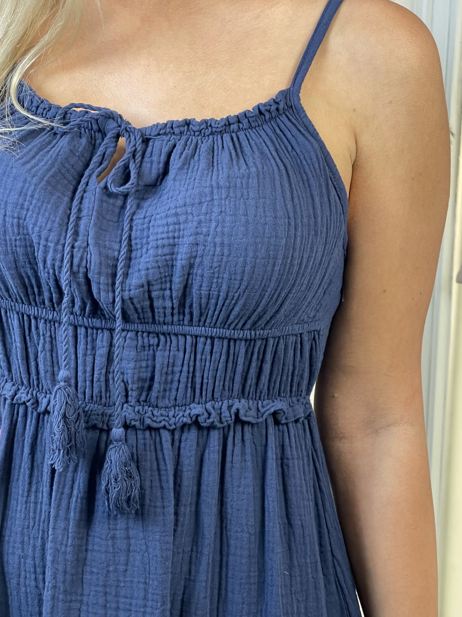 Géz maxi ruha - sötétkék - Kép 15