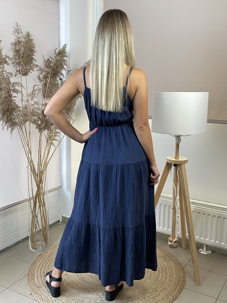 Géz maxi ruha - sötétkék - Kép 14