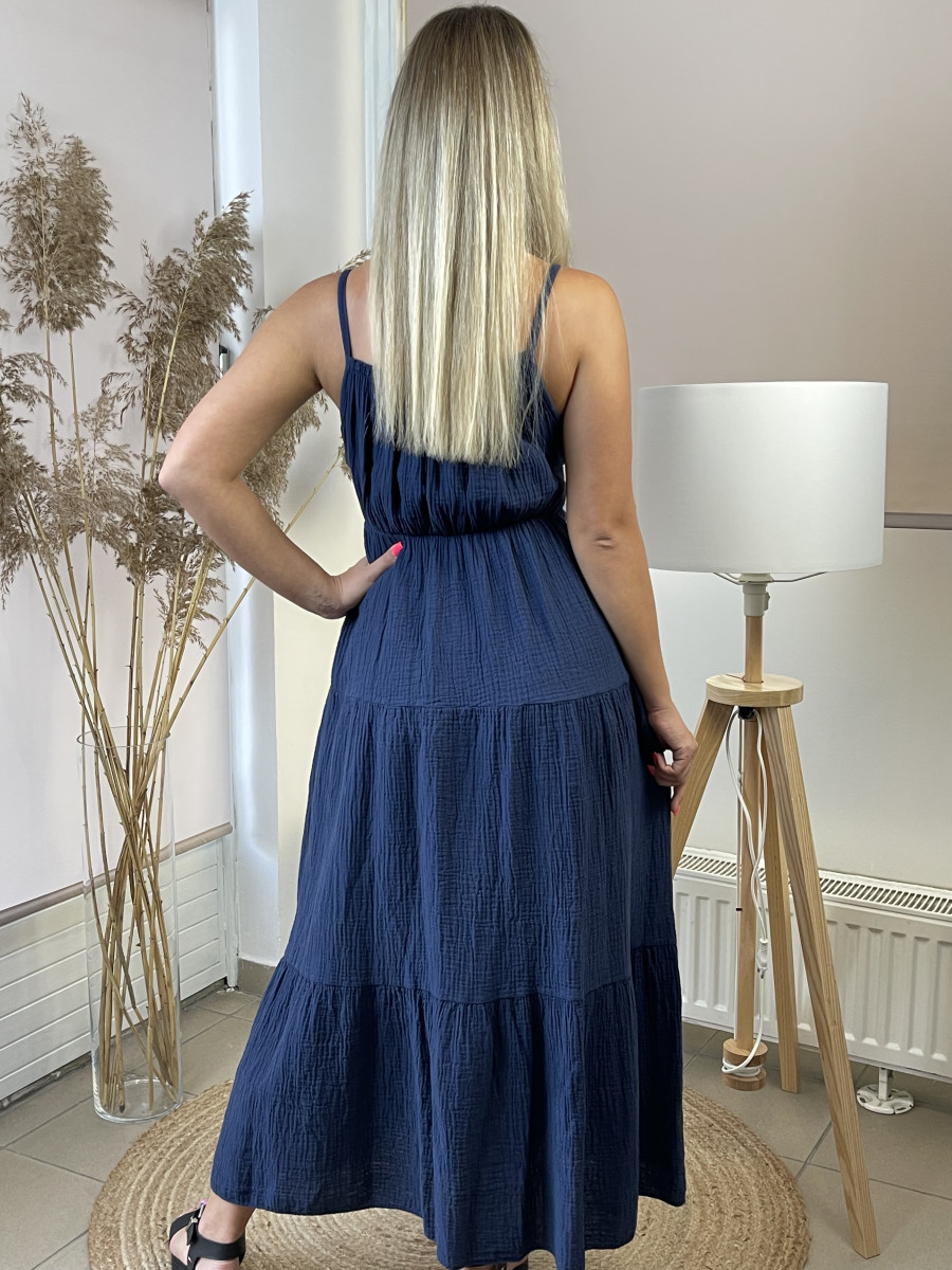 Géz maxi ruha - sötétkék - Kép 10