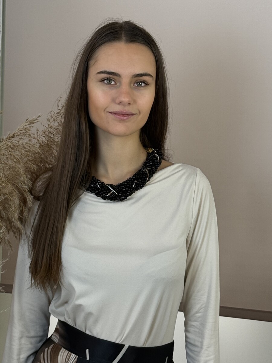 Fonott gyöngyös lánc - fekete-arany - Kép 6