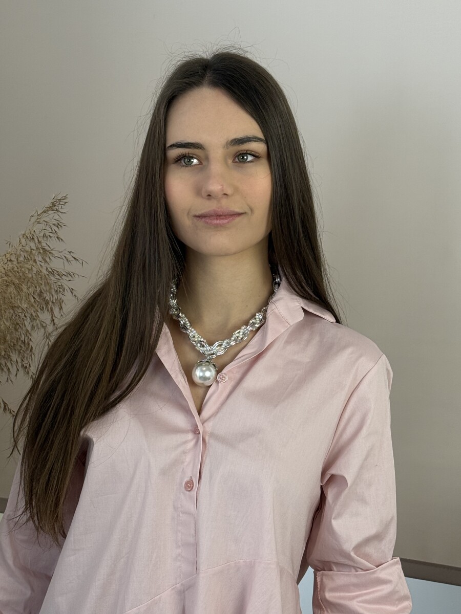 Gyöngymedálos lánc - ezüst-fehér - Kép 3