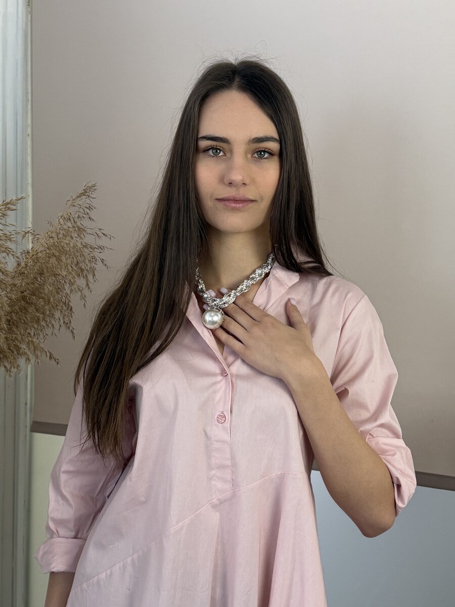 Gyöngymedálos lánc - ezüst-fehér - Kép 5