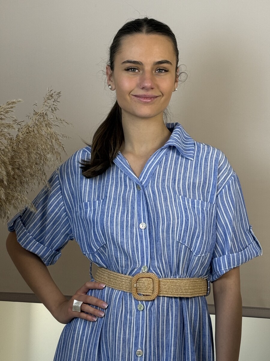 Zsebes szafari ruha - farmerkék - Kép 8