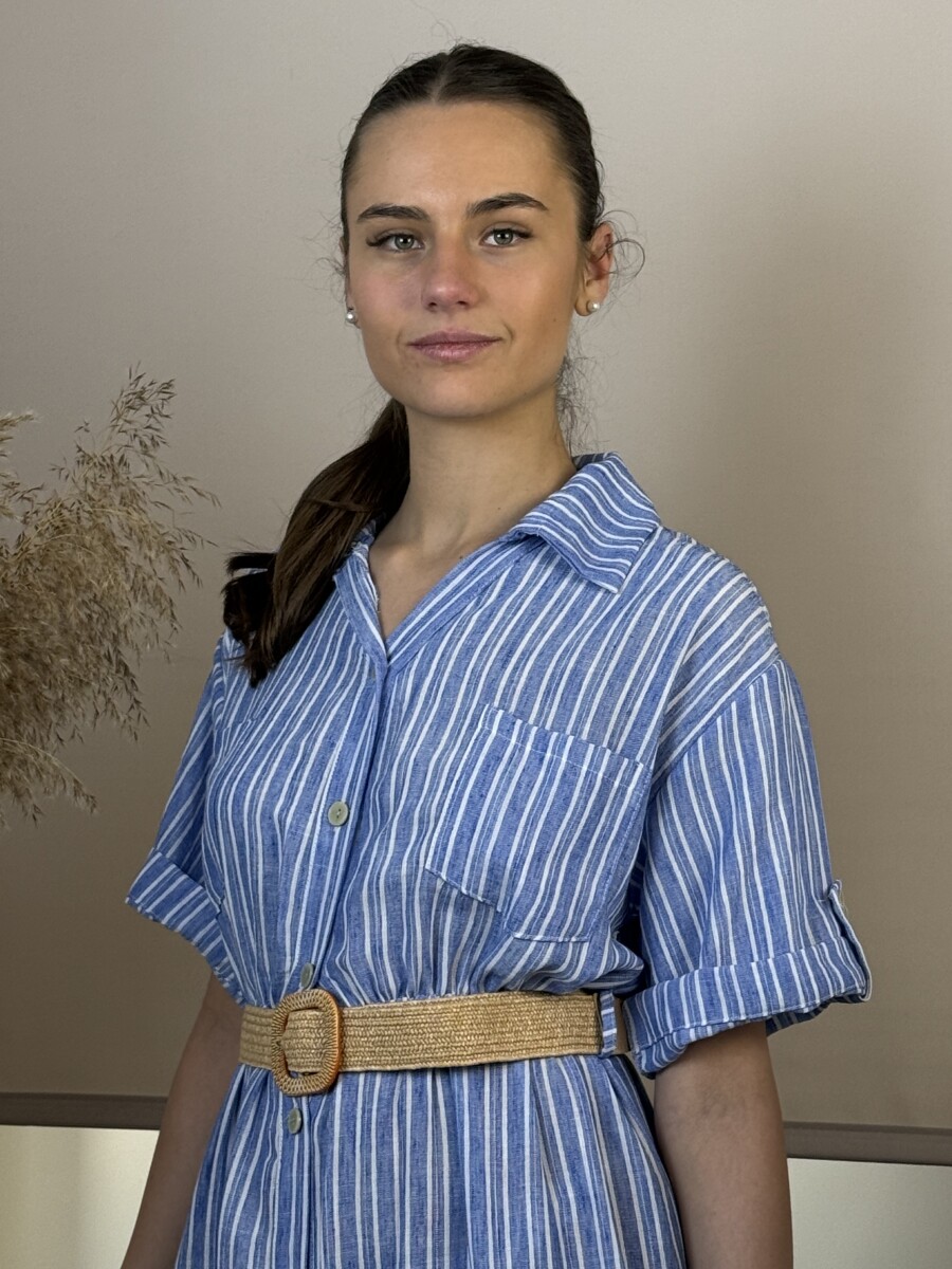 Zsebes szafari ruha - farmerkék - Kép 7