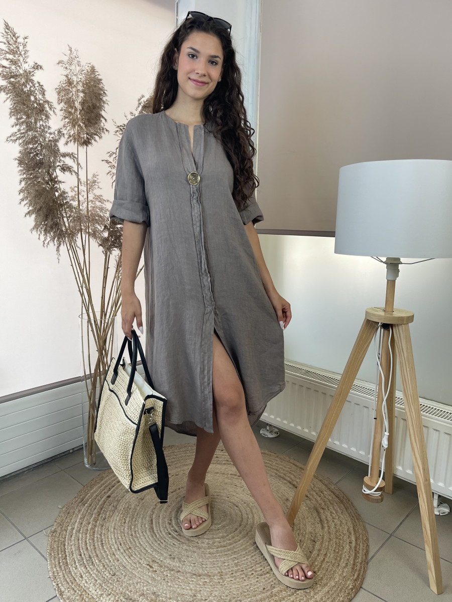 Gombos len ruha - homok - Kép 2