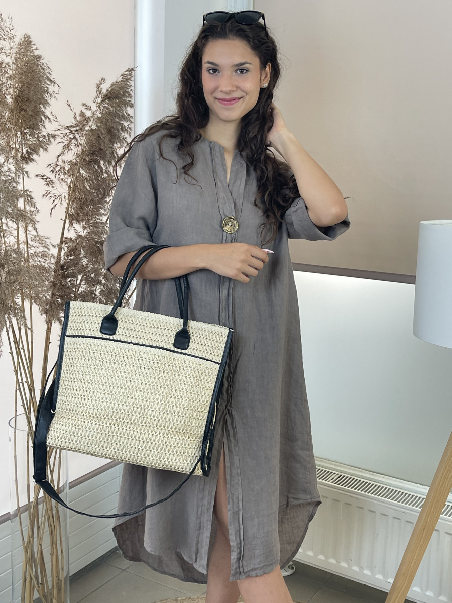 Gombos len ruha - homok - Kép 12