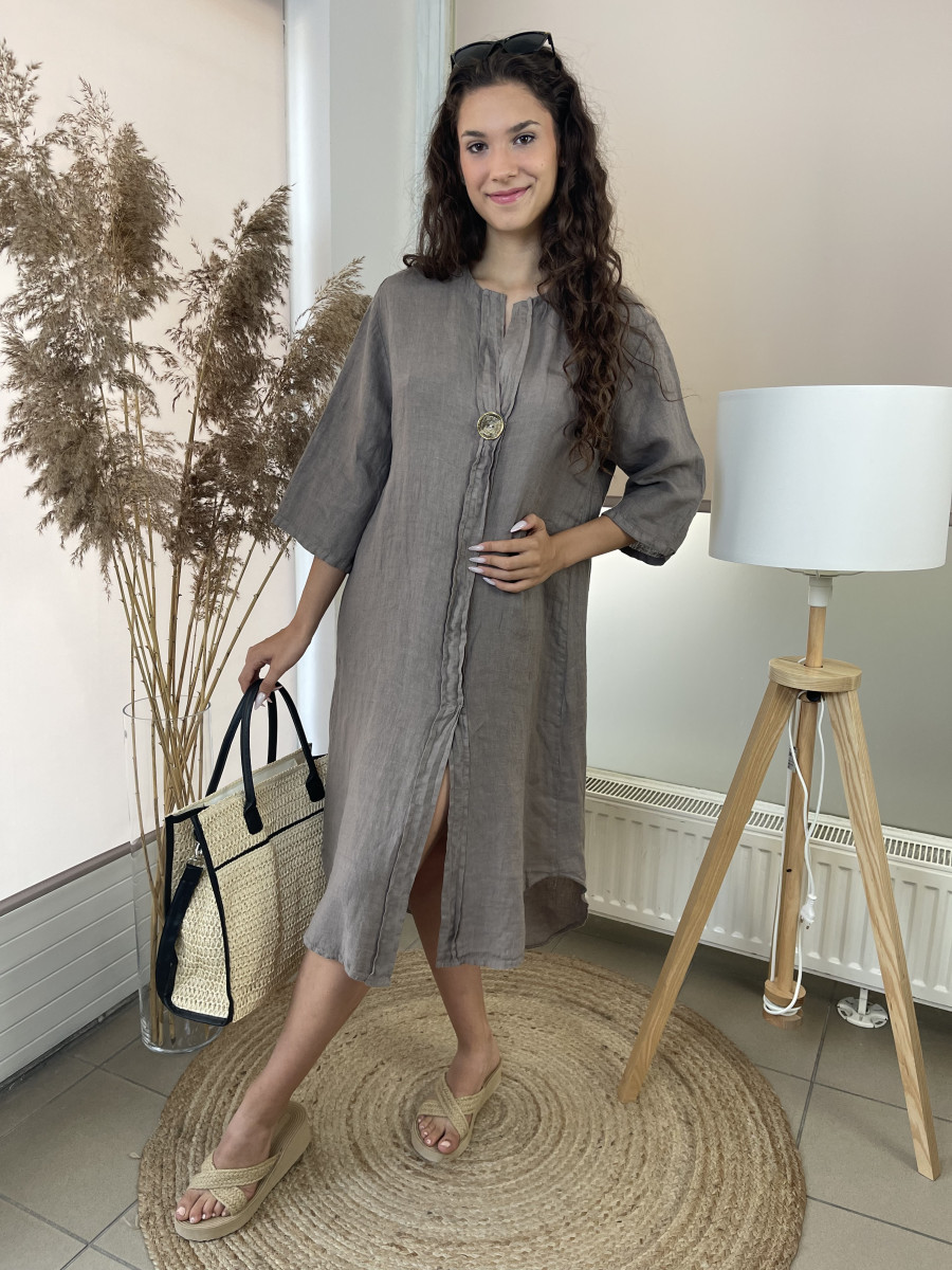 Gombos len ruha - homok - Kép 11