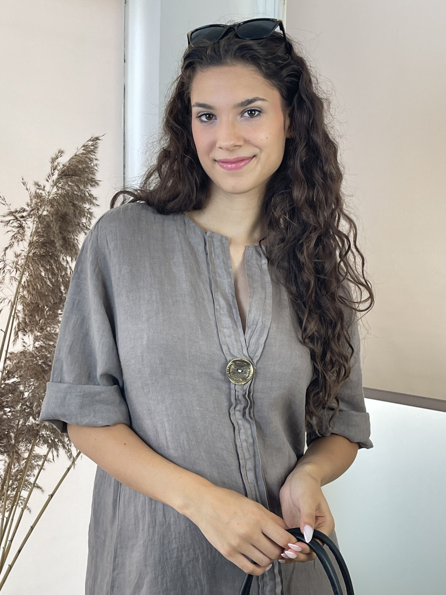 Gombos len ruha - homok - Kép 6