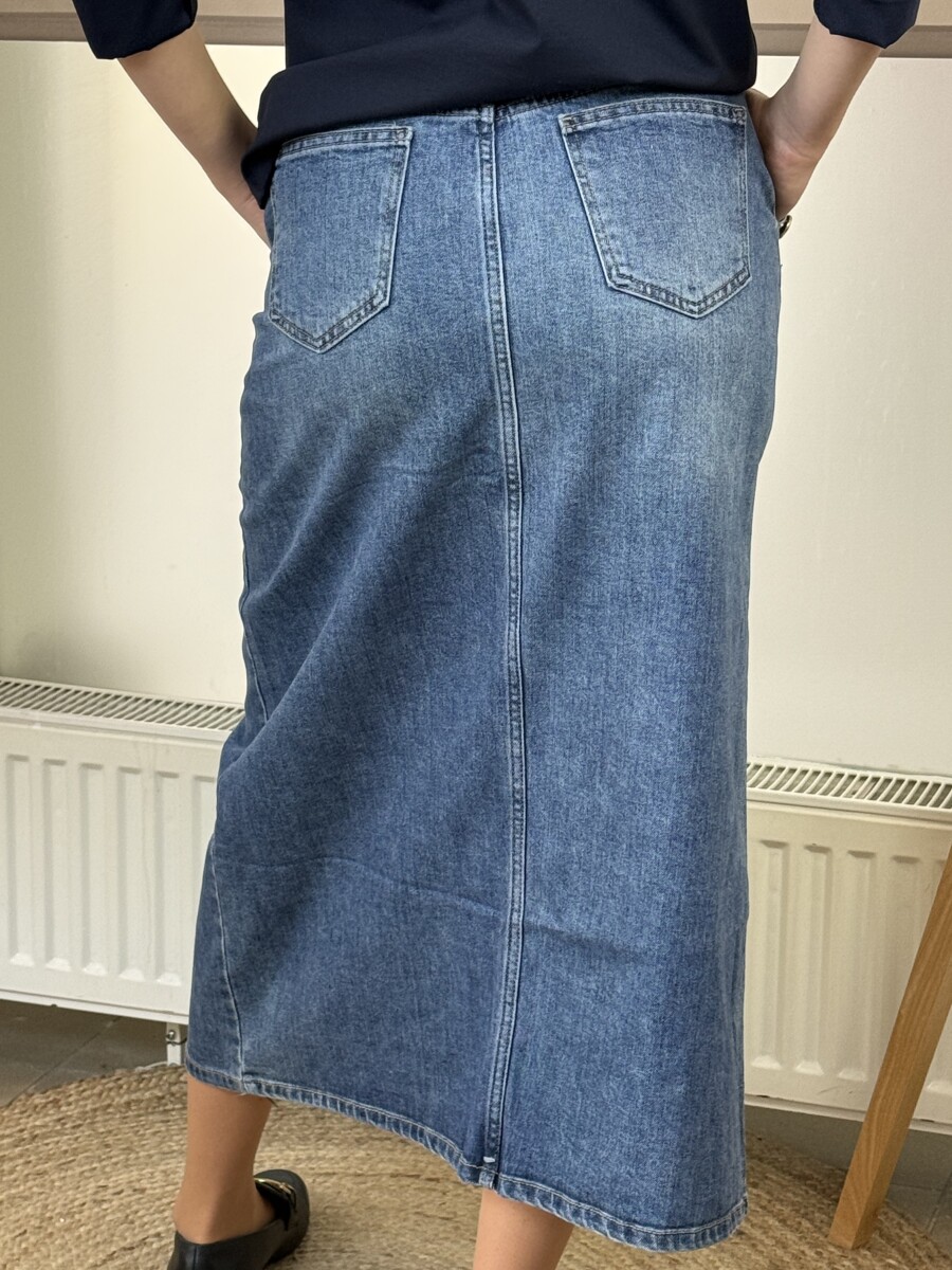 Farmerszoknya arany gombokkal - farmerkék - Kép 13