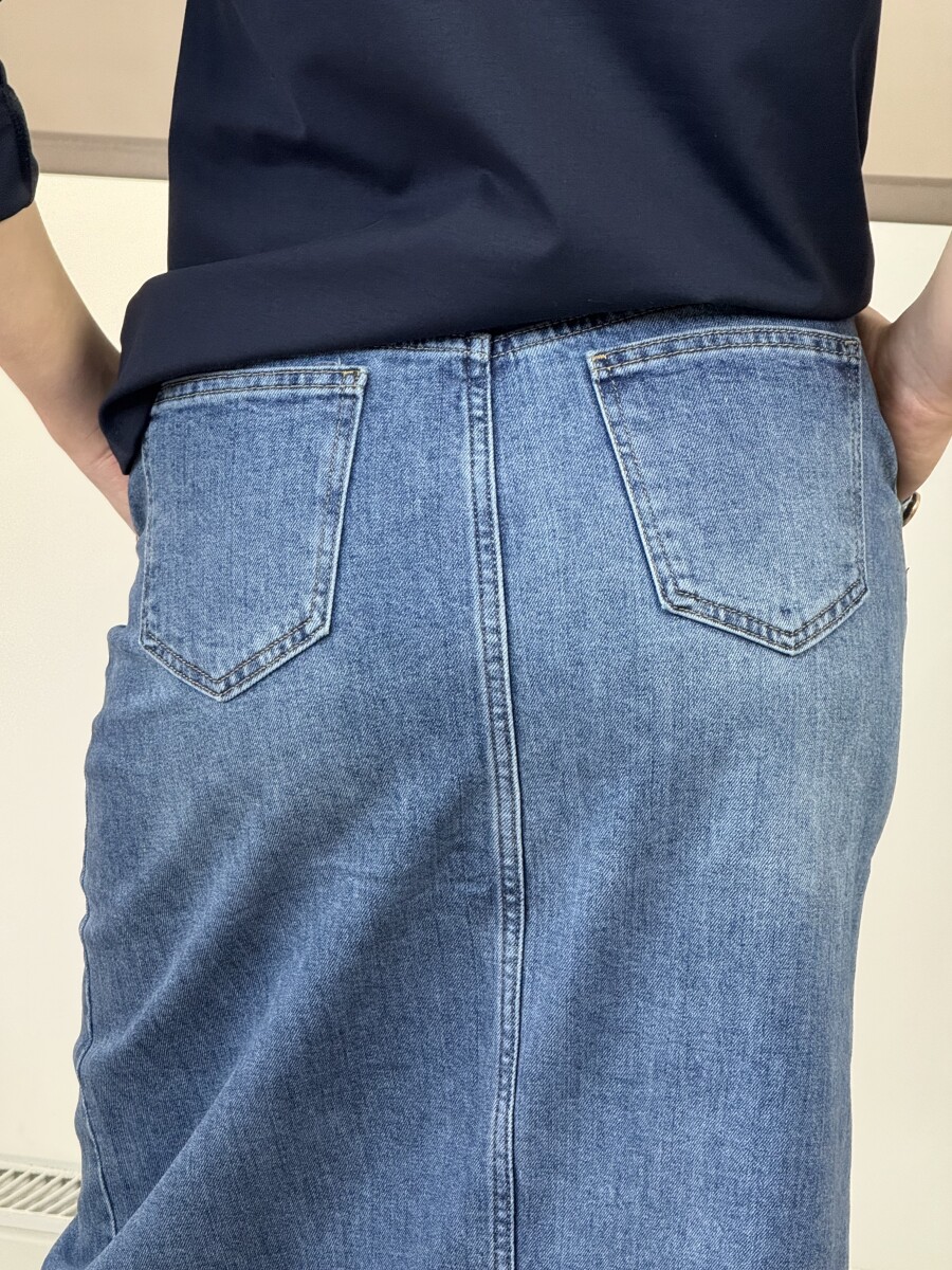 Farmerszoknya arany gombokkal - farmerkék - Kép 18